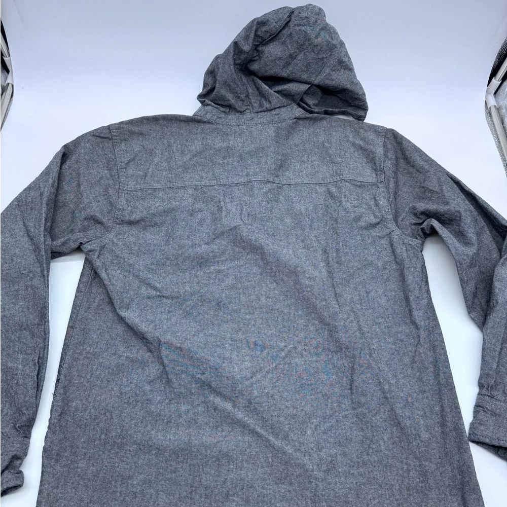 Nike 6.0 Heather Gray Button Down Kids Skater Hooded Shirt, Size‎ L